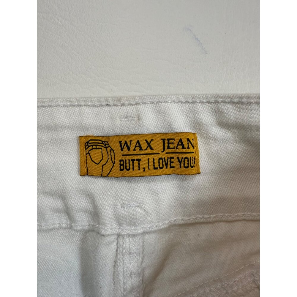 Wax Jean White Denim High-Waisted Cuffed Shorts S Cotton Blend (KK243) - Picture 6 of 8